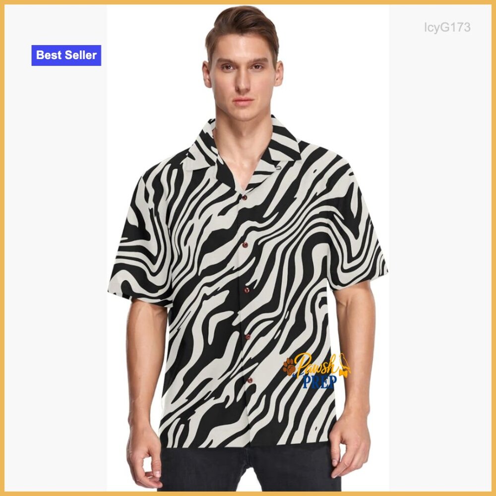 Men's Loose Fit Hawaiian Shirt Short Sleeve Button Down Beach Casual